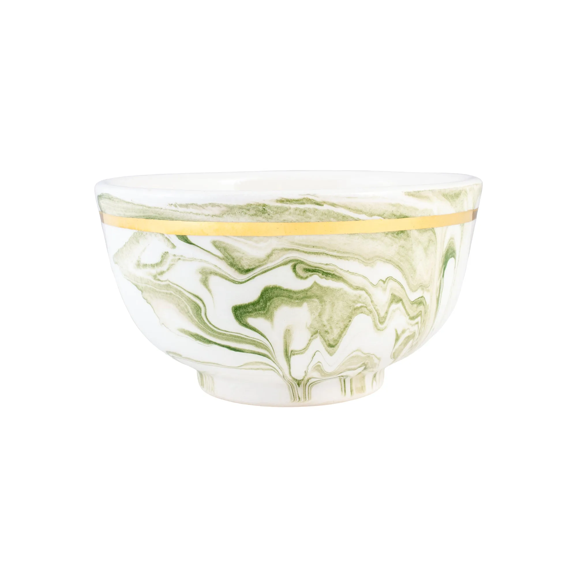 Small Handmade Marble Glazed Moroccan Bowls with 12K Gold Rim