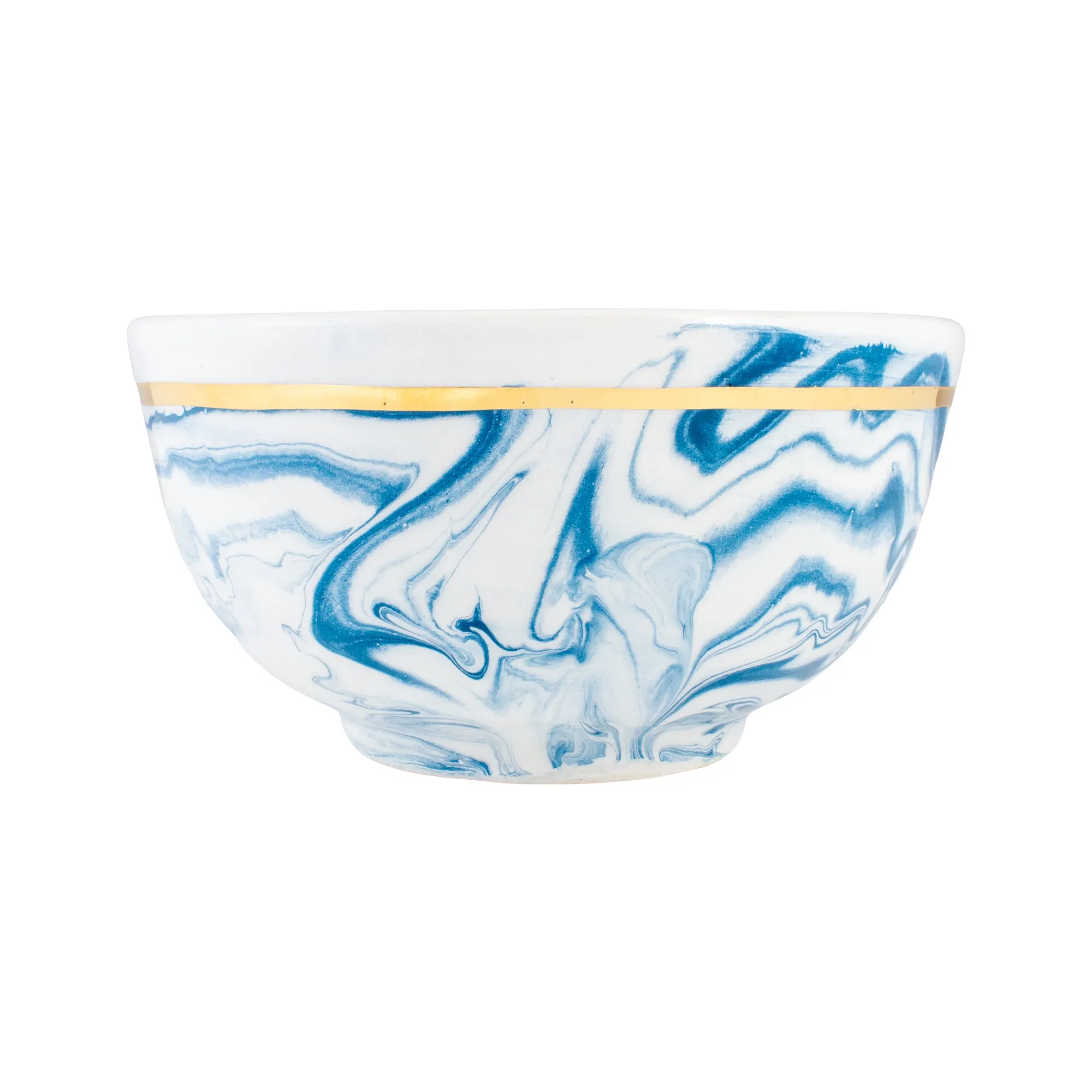 Small Handmade Marble Glazed Moroccan Bowls with 12K Gold Rim