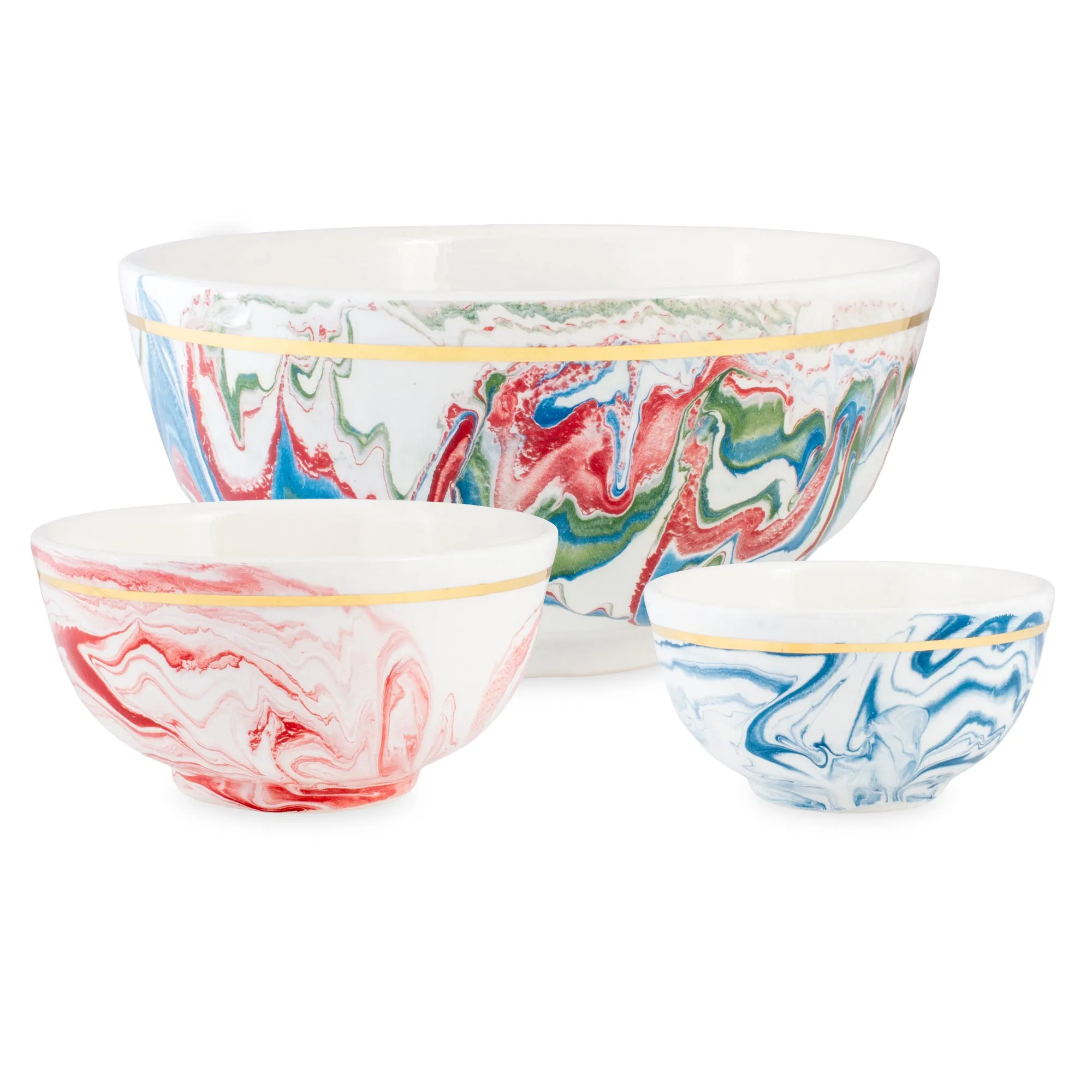 Small Handmade Marble Glazed Moroccan Bowls with 12K Gold Rim