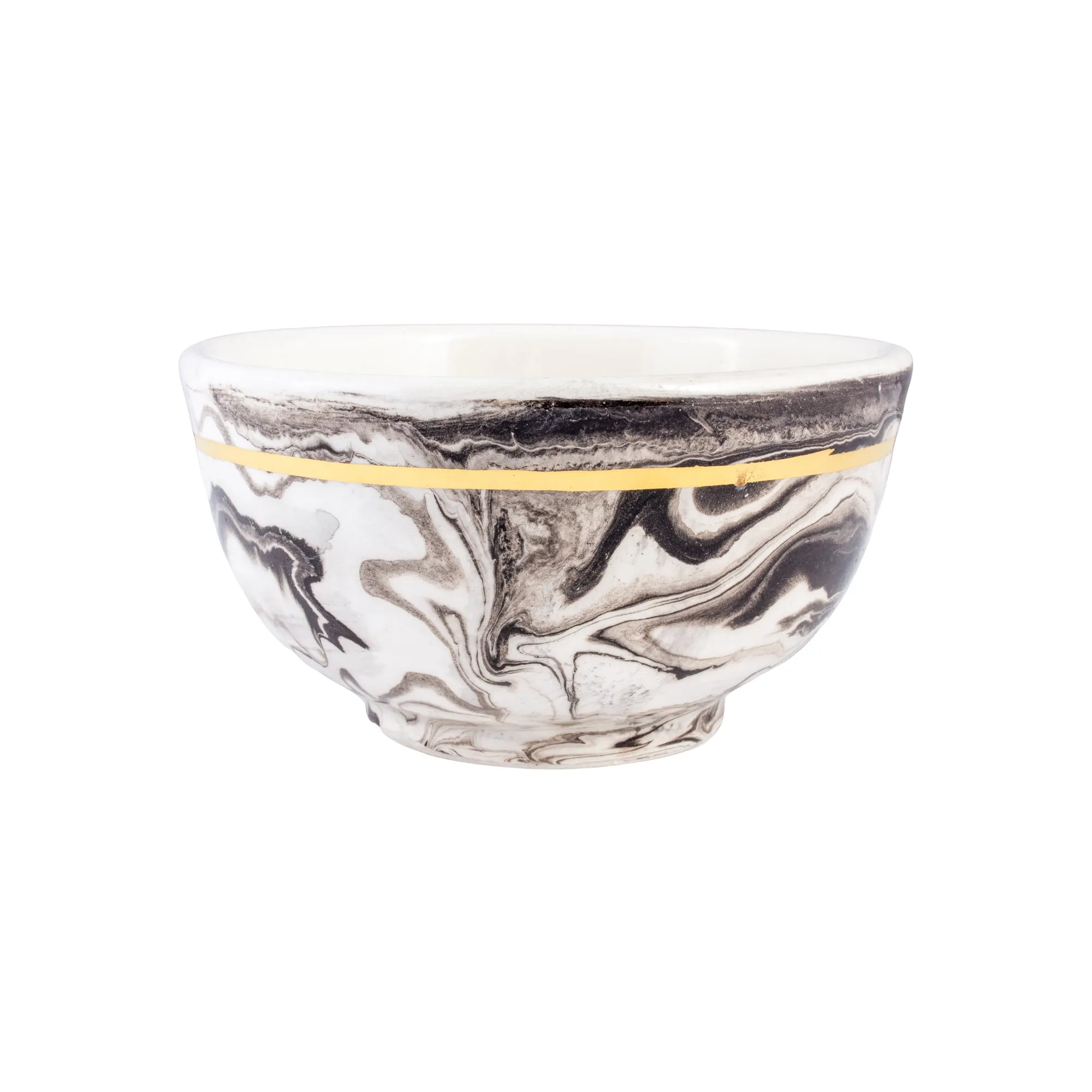 Small Handmade Marble Glazed Moroccan Bowls with 12K Gold Rim