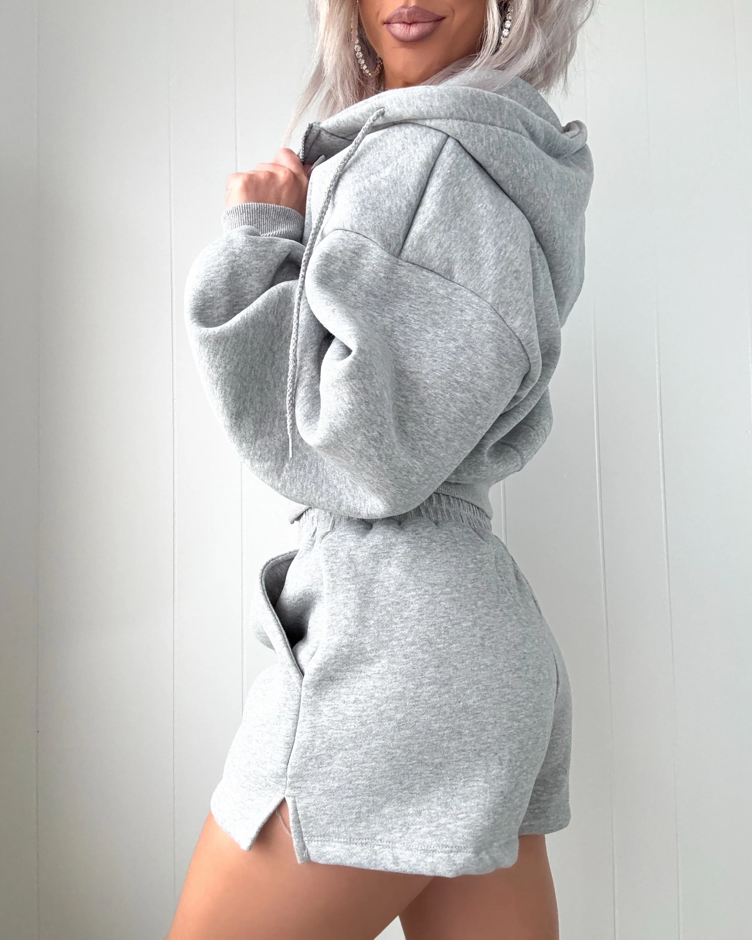 Snuggle Squad Fleece Shorts Set - Heather Grey