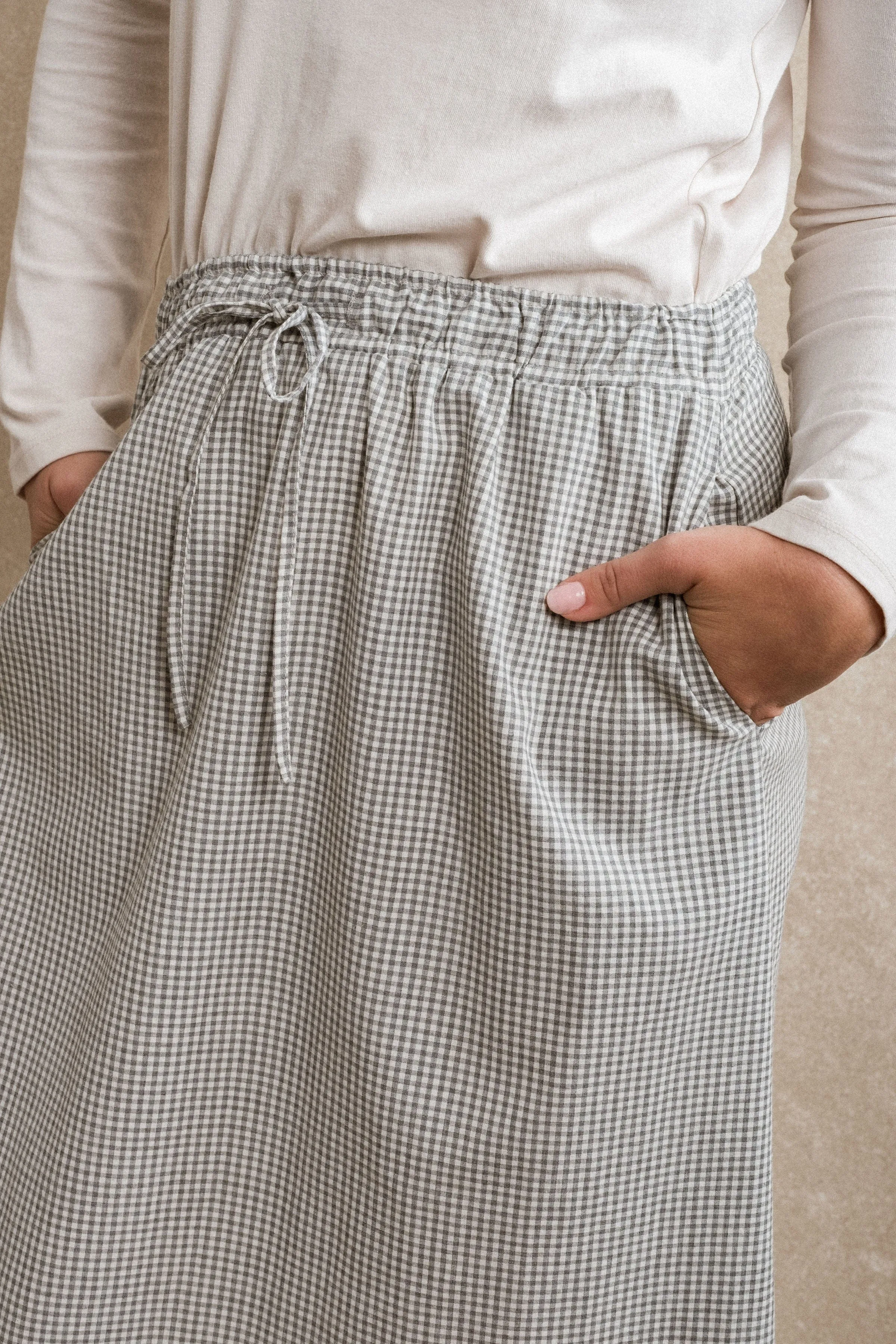 Sonoma Skirt - Grey Gingham