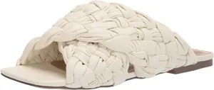 Steve Madden Womens Marina Faux Leather Flat Sandals Ivory 5.5 Medium (B,M)
