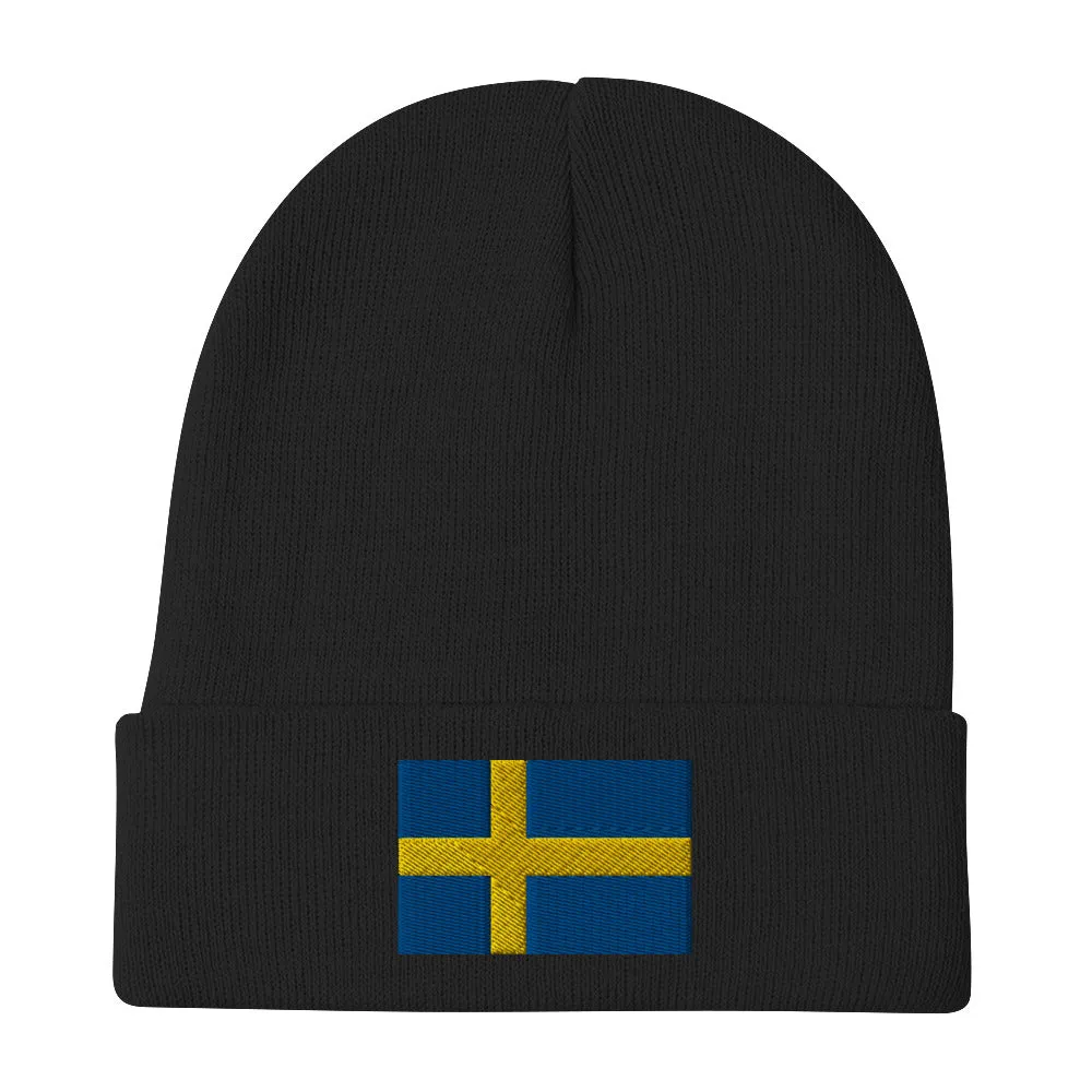 Swedish Flag Embroidered Beanie