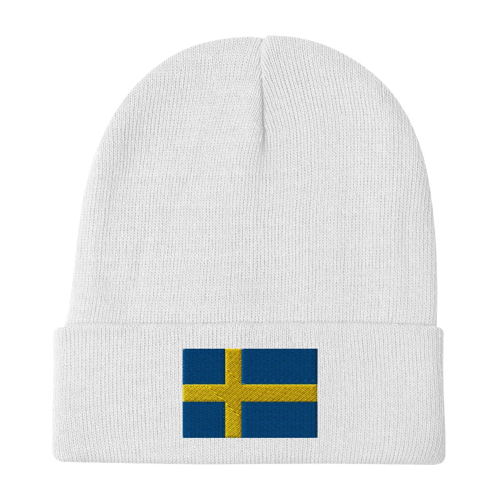 Swedish Flag Embroidered Beanie
