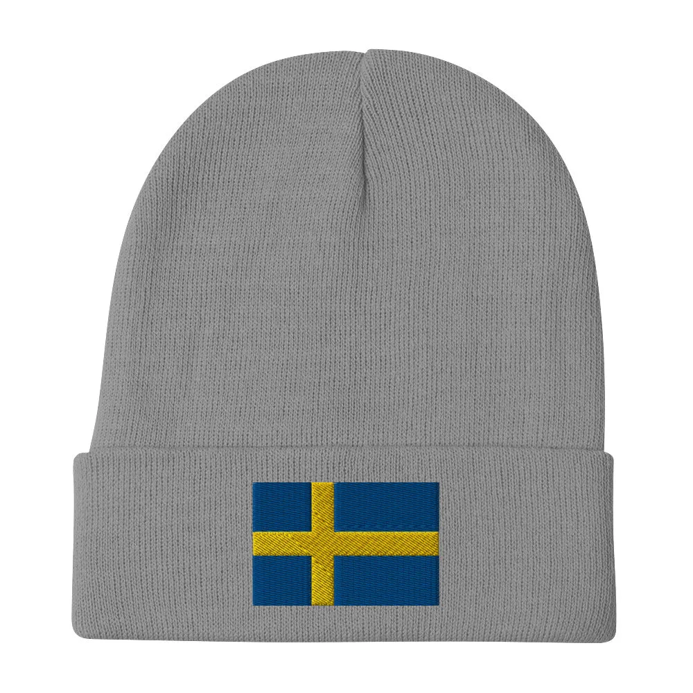 Swedish Flag Embroidered Beanie