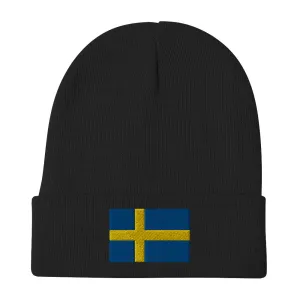 Swedish Flag Embroidered Beanie