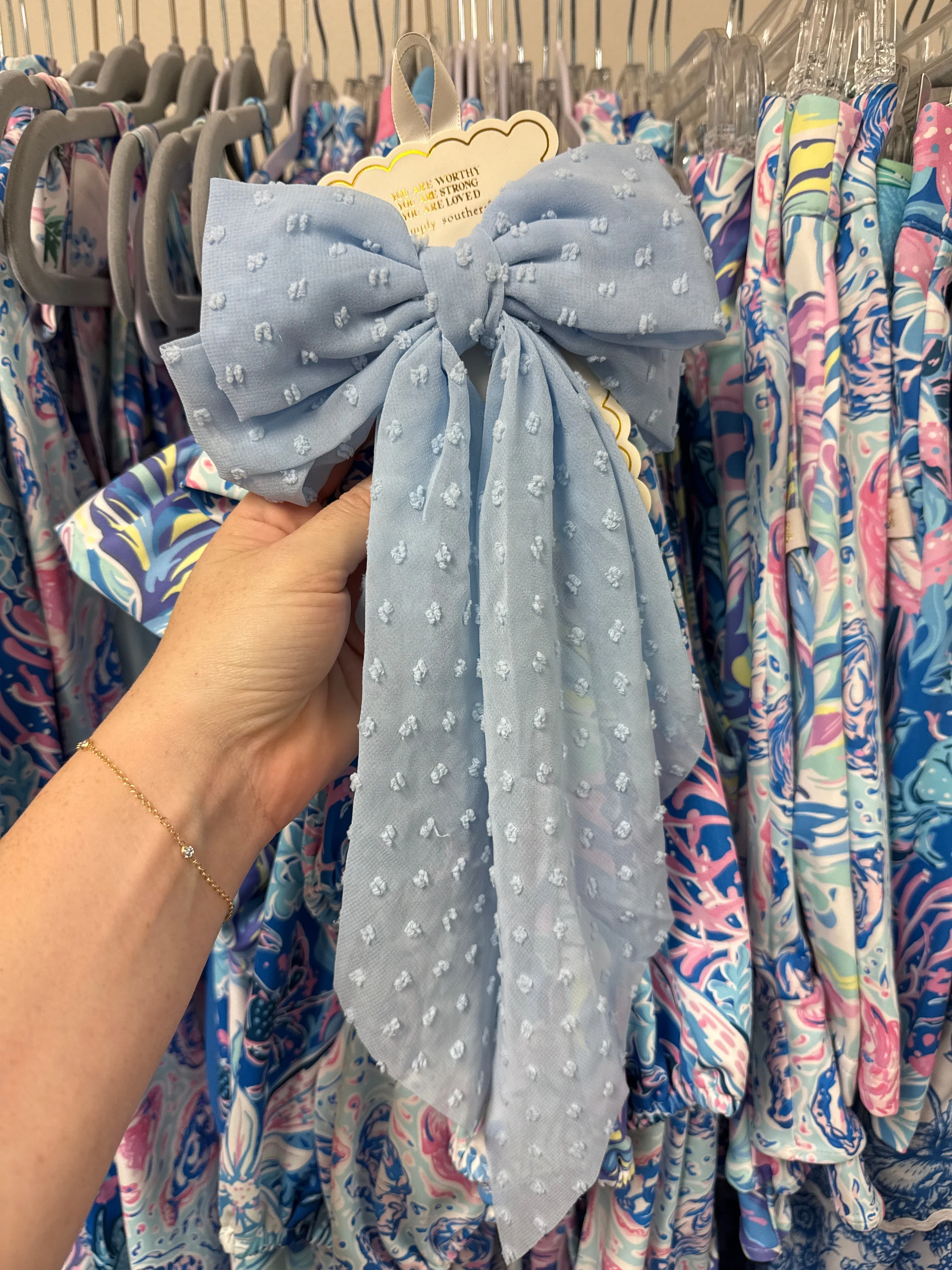 Swiss Blue Hair Bow by Simply Southern