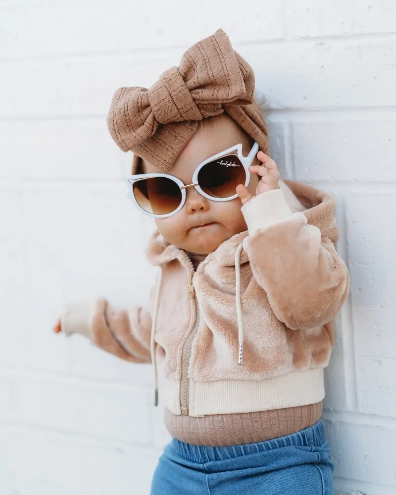 Tammie Drop Shoulder Teddy Hoodie - Almond