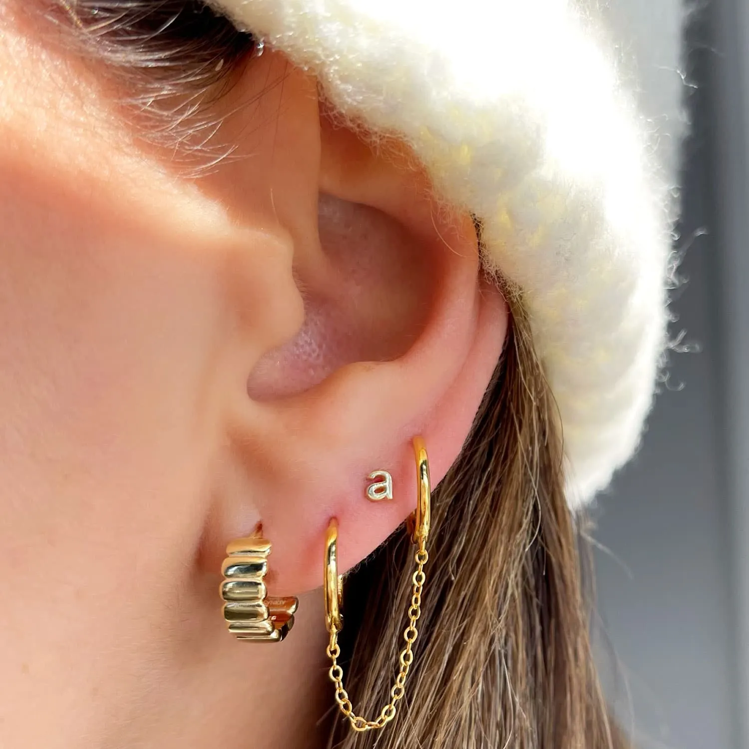 Tiny Solid Lowercase Initial Stud Earring