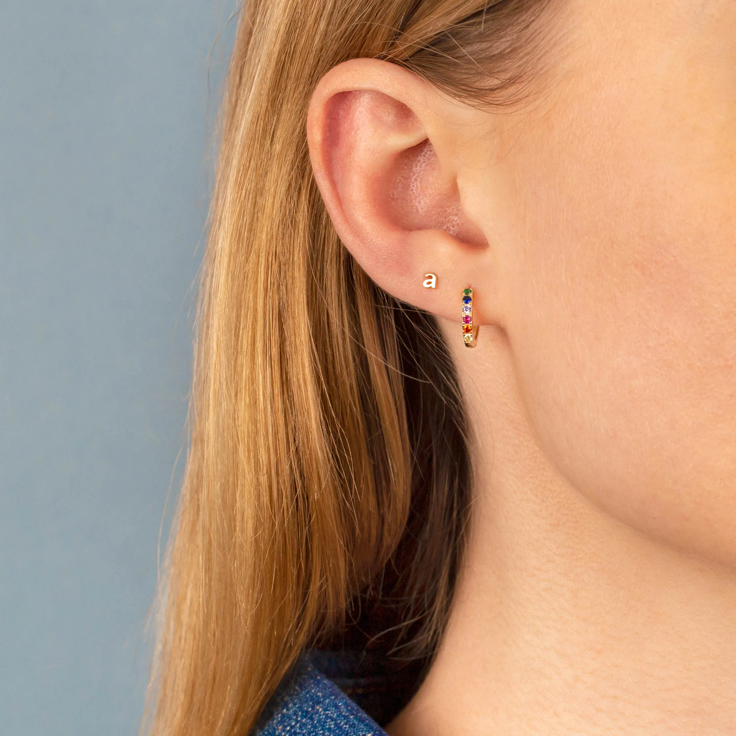 Tiny Solid Lowercase Initial Stud Earring
