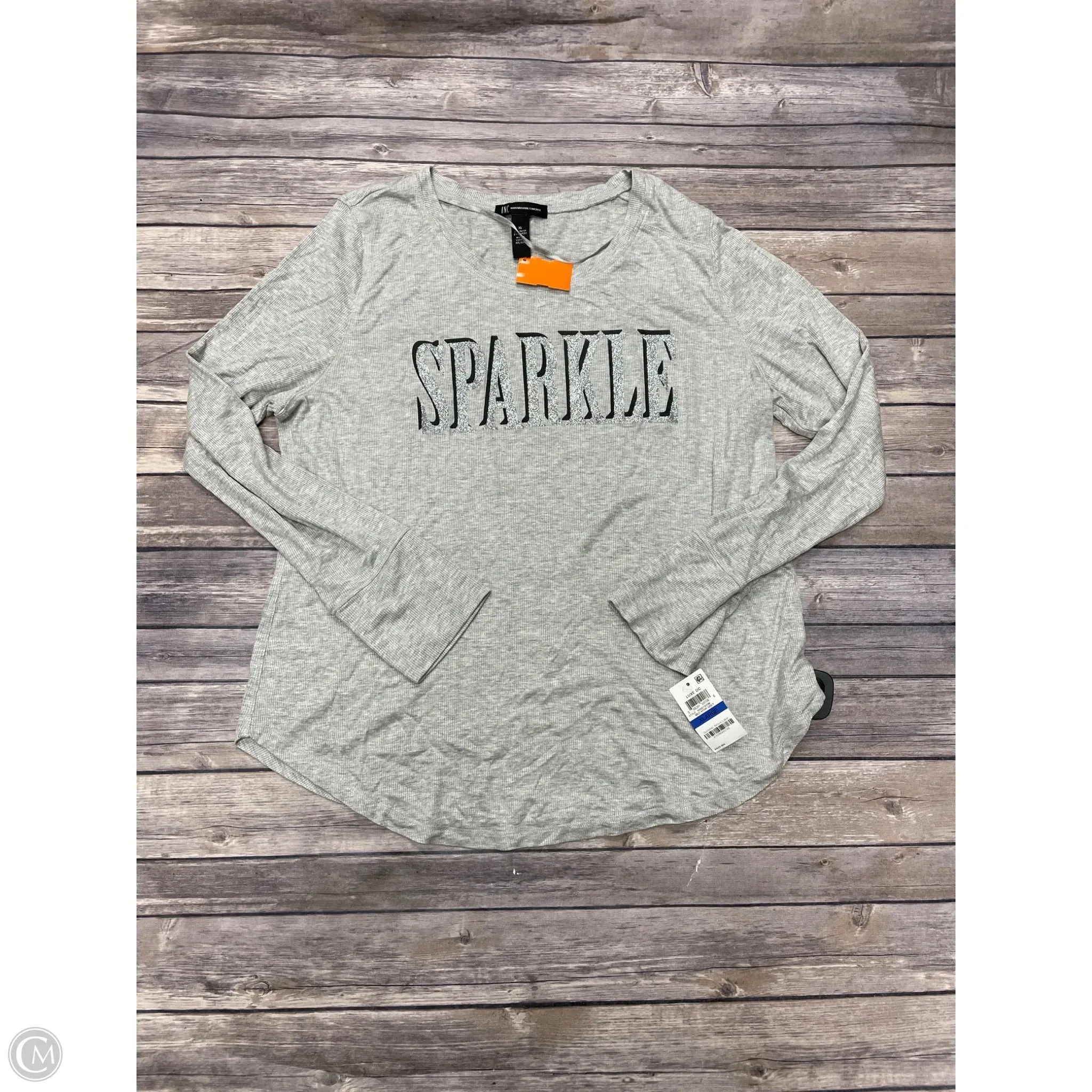 Top Long Sleeve By International Concepts In Grey, Size: Xl
