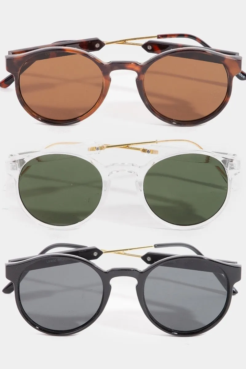 Venice Chic Wire Frame Round Sunglasses (Assorted)