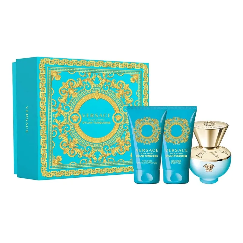 Versace Pour Femme Dylan Turquoise For Women Set EDP 50ml l  Perfumed Body Gel 50ml   Perfumed Bath & Shower Gel 50ml