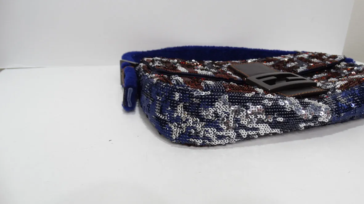 Vintage Sequin Fendi Logo Baguette