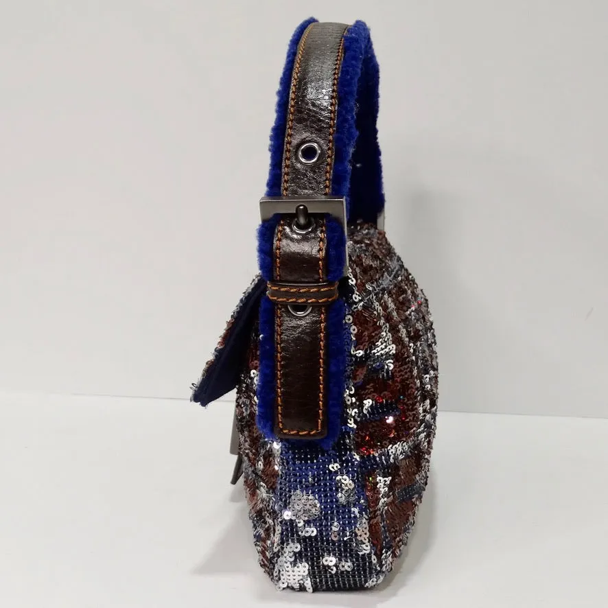 Vintage Sequin Fendi Logo Baguette