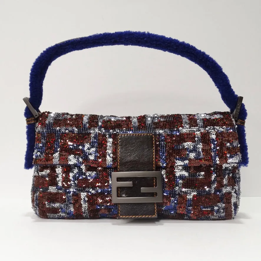 Vintage Sequin Fendi Logo Baguette