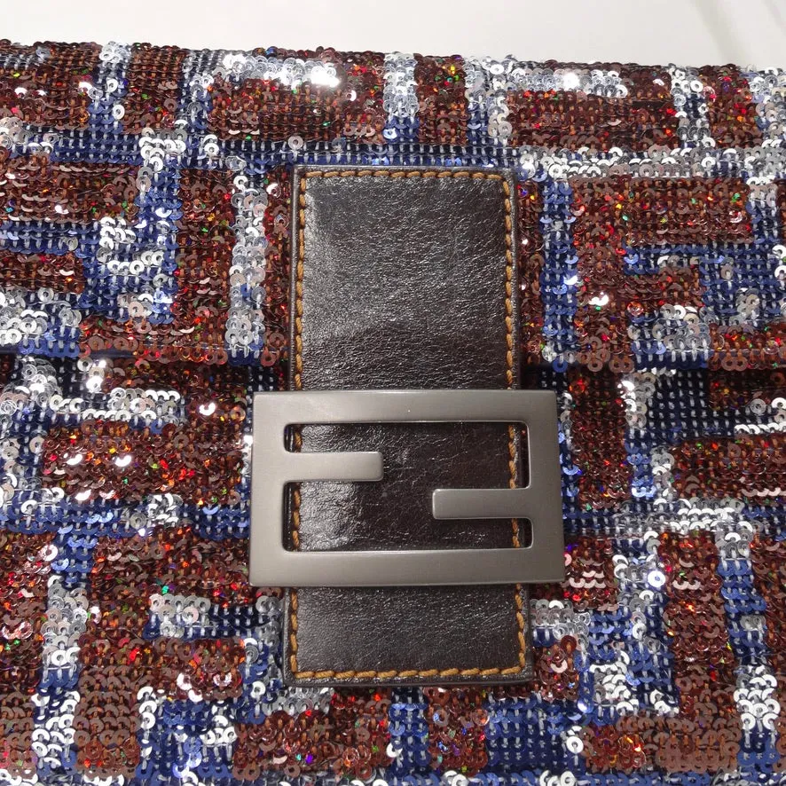 Vintage Sequin Fendi Logo Baguette