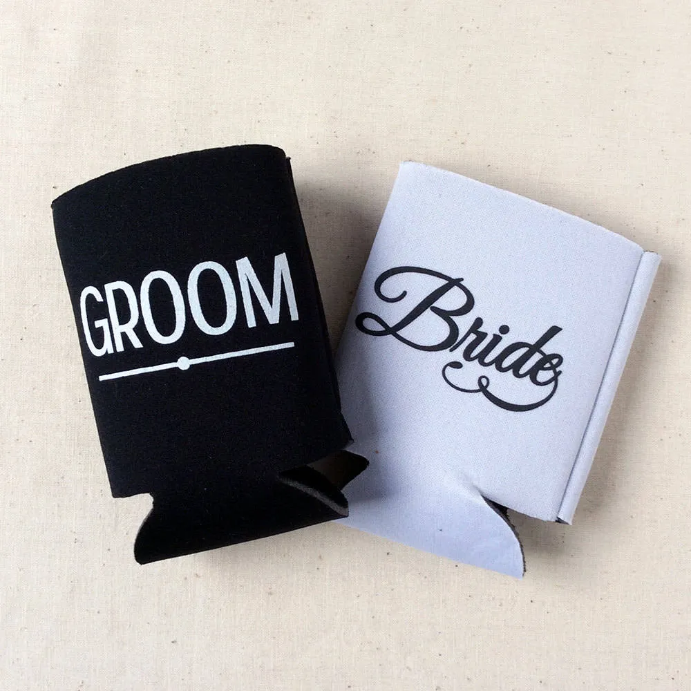 Wedding Can Cooler #202R - Wreath Monogram