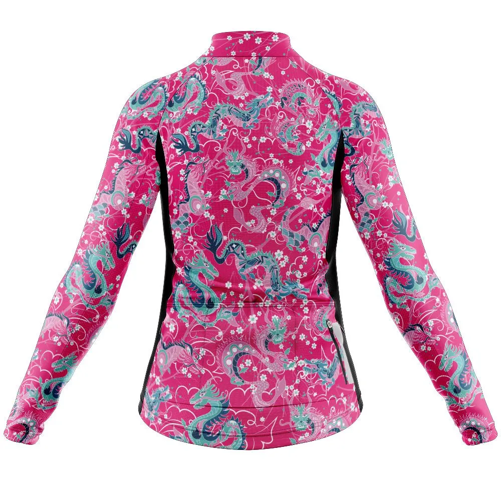 Womens Dragon Pink Long Sleeve Cycling Jersey
