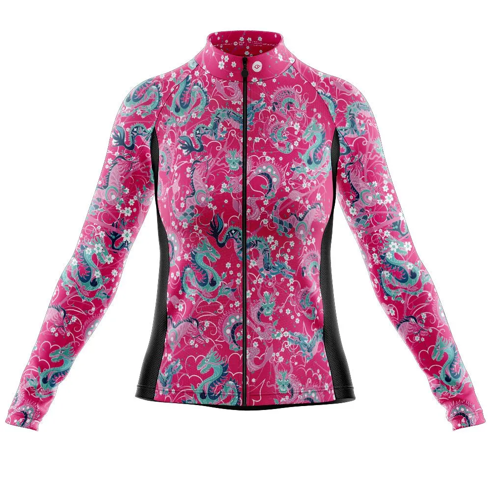 Womens Dragon Pink Long Sleeve Cycling Jersey