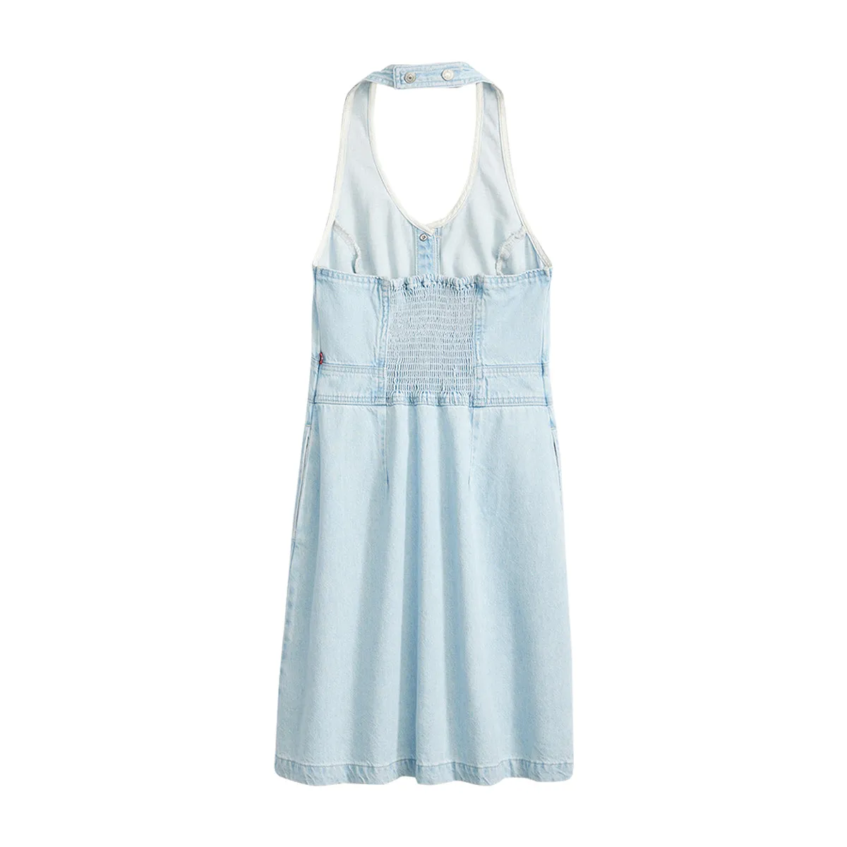 Women's Solid Light Blue Crew Neck Denim Dress